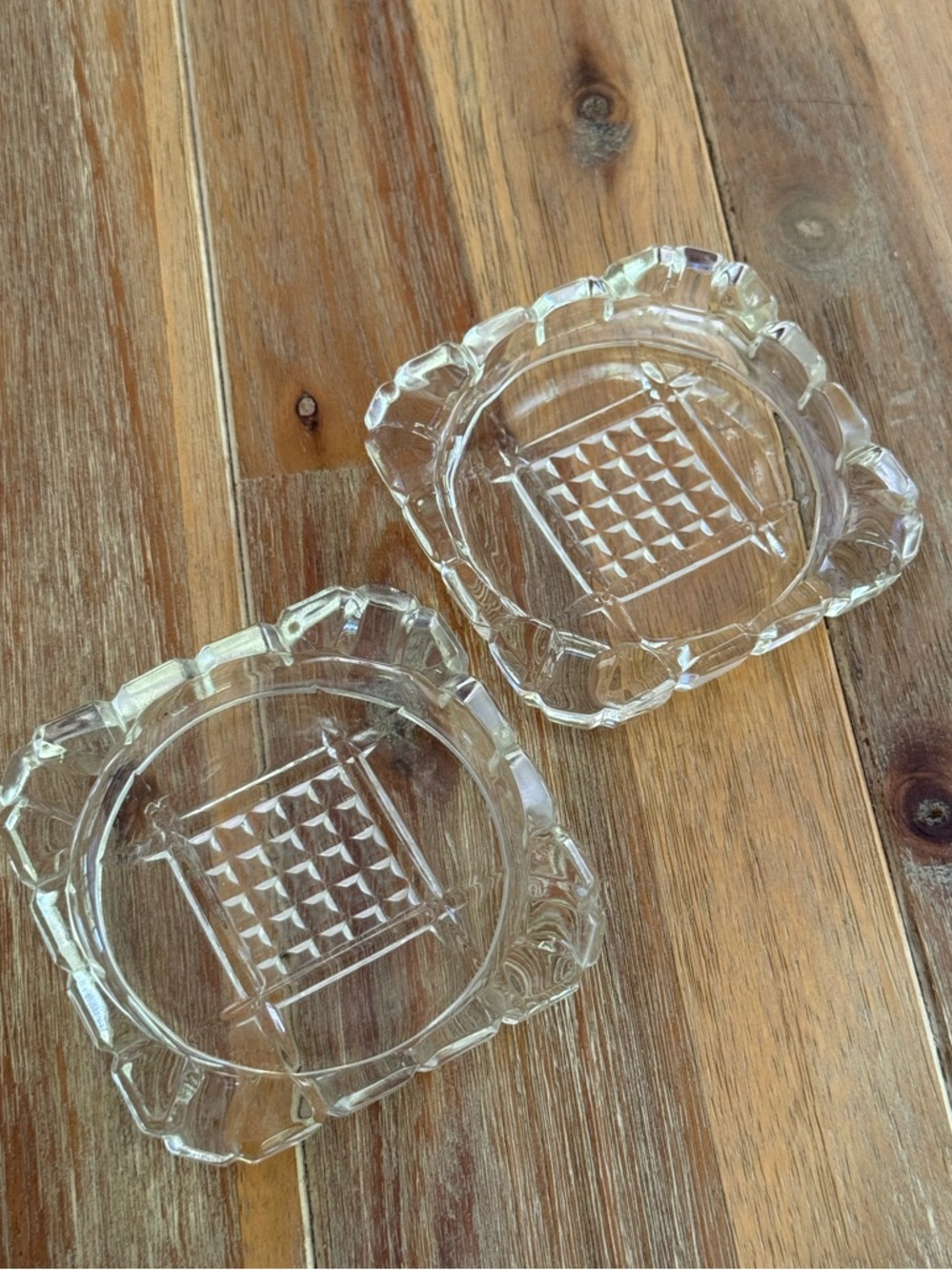 Vintage Hazel Atlas Glass Ashtrays Set of Two